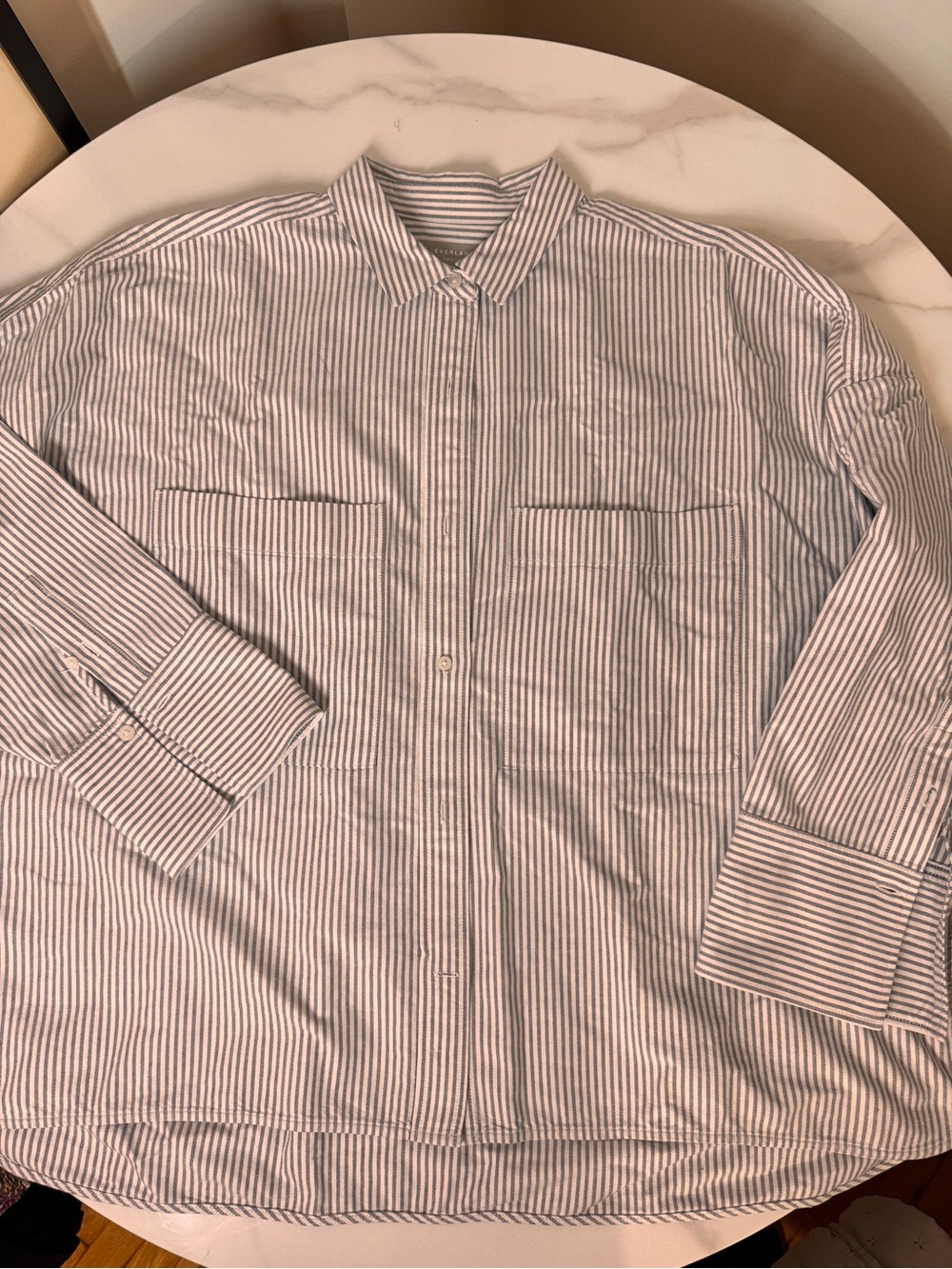 Everlane - The Boxy Oxford Black White XL quick ship Crispy.  Plus size basic.